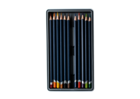 noir boîte et coloré des crayons isolé sur une transparent Contexte png