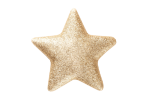 Gold christmas star isolated on a transparent background png