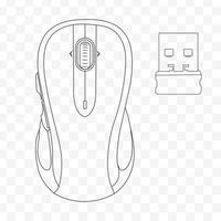 Wireless Computer Mouse Outline Vector Illustration, Sleek and Modern Design for Easy Navigation