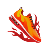 corriendo Zapatos ilustración con fuego forma amarillo y rojo aislado en transparente antecedentes png