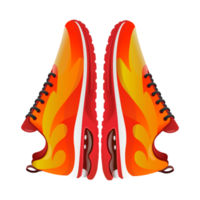 Laufen Schuhe Illustration mit Feuer gestalten Gelb und rot isoliert auf transparent Hintergrund png