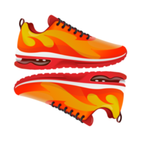 rennen schoenen illustratie met brand vorm geel en rood geïsoleerd Aan transparant achtergrond png