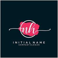 Initial NH feminine logo collections template. handwriting logo of initial signature, wedding, fashion, jewerly, boutique, floral and botanical with creative template for any company or business. vector