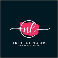 Initial NL feminine logo collections template. handwriting logo of initial signature, wedding, fashion, jewerly, boutique, floral and botanical with creative template for any company or business. vector