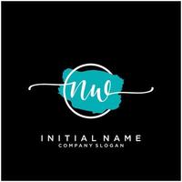 Initial NW feminine logo collections template. handwriting logo of initial signature, wedding, fashion, jewerly, boutique, floral and botanical with creative template for any company or business. vector