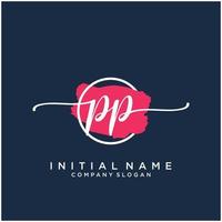 Initial PP feminine logo collections template. handwriting logo of initial signature, wedding, fashion, jewerly, boutique, floral and botanical with creative template for any company or business. vector