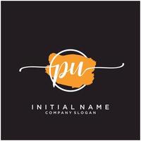 Initial PU feminine logo collections template. handwriting logo of initial signature, wedding, fashion, jewerly, boutique, floral and botanical with creative template for any company or business. vector