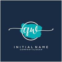 Initial QW feminine logo collections template. handwriting logo of initial signature, wedding, fashion, jewerly, boutique, floral and botanical with creative template for any company or business. vector