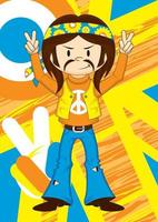 dibujos animados sesenta hippie personaje vector