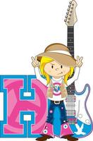 H is for Hippie Alphabet Learning Illustration vector