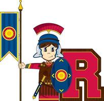 R is for Roman Cartoon Alphabet Learning History Illustration vector