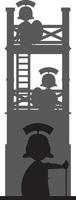 Roman Soldier at Tower Garrison Silhouette - History Illustration vector