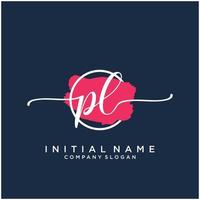 Initial PL feminine logo collections template. handwriting logo of initial signature, wedding, fashion, jewerly, boutique, floral and botanical with creative template for any company or business. vector