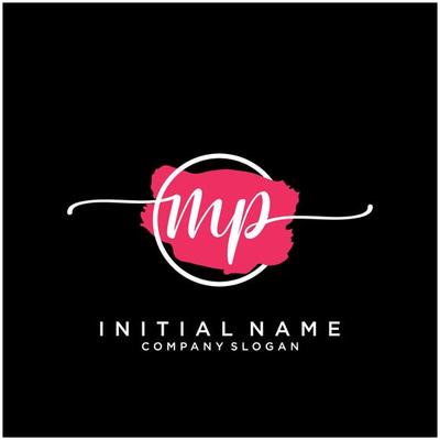 Initial MP feminine logo collections template. handwriting logo of initial signature, wedding, fashion, jewerly, boutique, floral and botanical with creative template for any company or business.