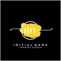 Initial MR feminine logo collections template. handwriting logo of initial signature, wedding, fashion, jewerly, boutique, floral and botanical with creative template for any company or business. vector