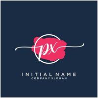 Initial PX feminine logo collections template. handwriting logo of initial signature, wedding, fashion, jewerly, boutique, floral and botanical with creative template for any company or business. vector