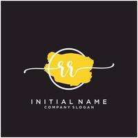 Initial RR feminine logo collections template. handwriting logo of initial signature, wedding, fashion, jewerly, boutique, floral and botanical with creative template for any company or business. vector