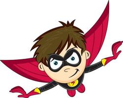 dibujos animados volador heroico superhéroe personaje vector