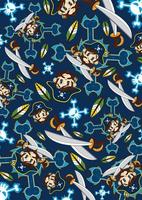 Cute Cartoon Swashbuckling Pirate Pattern vector