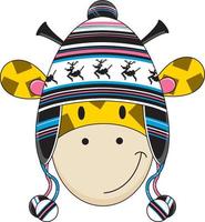 Cute Cartoon Giraffe Character in Wooly Hat Character vector