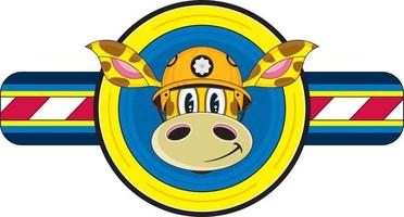 linda dibujos animados Reino Unido jirafa bombero personaje vector