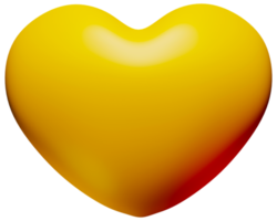 3d illustration yellow colour love heart shape icon sign symbol. 3d rendering png