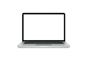 Laptop with blank screen isolate on png or transparent background for new produc