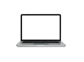 Laptop with blank screen isolate on png or transparent background for new produc