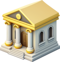 3D bank icon illustration for exchange money and coin. png