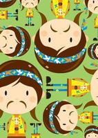 Cartoon Sixties Hippie Character Pattern vector