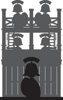 Roman Soldier at Tower Garrison Silhouette - History Illustration vector