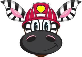 Cute Cartoon Zebra Fireman Character vector
