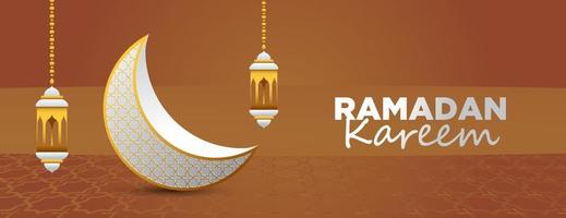 Luxurious and elegant design Ramadan kareem with moon vector