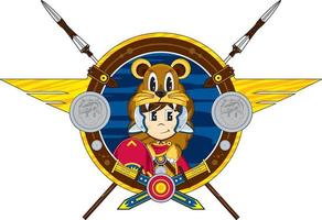 Cute Cartoon Roman Lion Centurion History Illustration vector