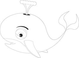 Cute Cartoon Whale Line Art vector