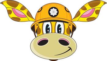 Cute Cartoon UK Giraffe Fireman Character vector