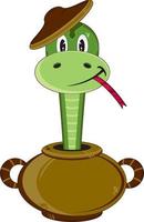 Cute Cartoon Snake Character in Clay Pot vector