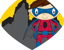 Cartoon Heroic Masked Superhero Character vector