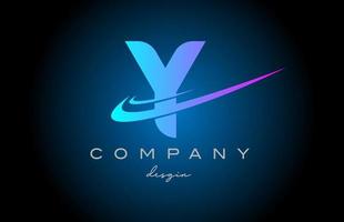 Y pink blue alphabet letter logo with double swoosh. Corporate creative template design for company and business vector