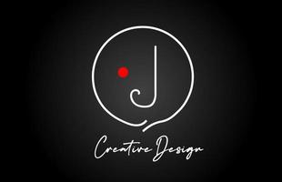 j alfabeto letra logo icono diseño con línea rojo punto y Clásico estilo. negro y blanco creativo modelo para empresa y negocio vector