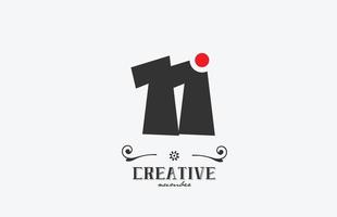 grey 11 number logo icon design with red dot. Creative template for company and business vector