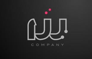 grey W alphabet letter logo icon design with pink dot. Creative template for business and company vector