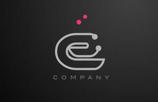 grey E alphabet letter logo icon design with pink dot. Creative template for business and company vector