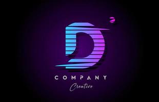 pink blue D alphabet letter logo icon design with line stripe and circle. Creative template for company and business vector