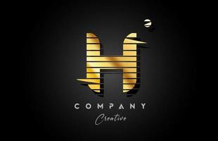 gold golden H alphabet letter logo icon design with line stripe and circle. Creative template for business and company vector