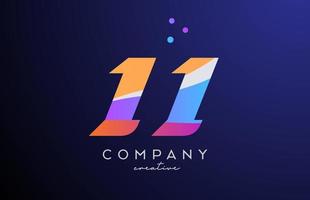 colored number 11 logo icon with dots. Yellow blue pink template design for a company and busines vector