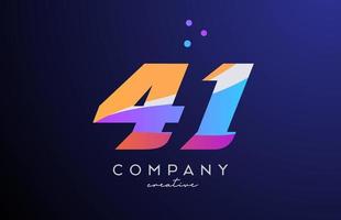 colored number 41 logo icon with dots. Yellow blue pink template design for a company and busines vector