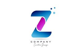 rosado azul z alfabeto letra logo icono diseño con degradado. creativo modelo para empresa y negocio vector