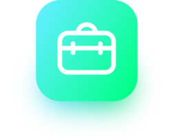 Briefcase icon in square gradient colors. Business signs illustration. png