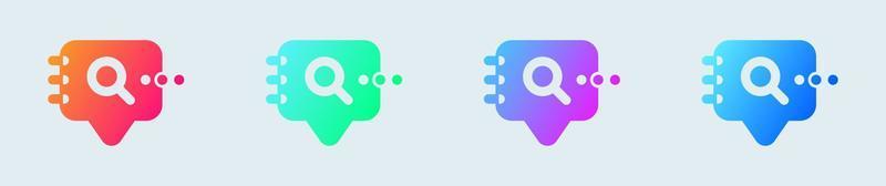 Search chat solid icon in gradient colors. Intelligence engine signs vector illustration.